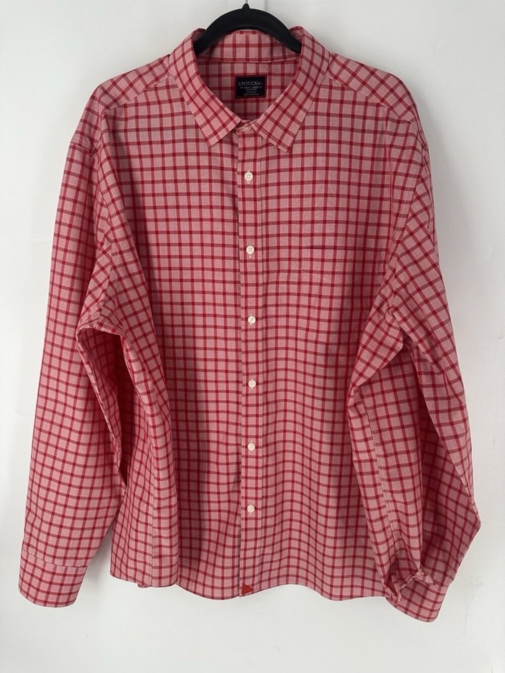 Untuckit Mens Marzano Red Checkered Long Sleeve 3XL EUC